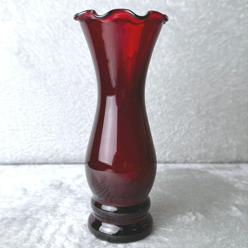 Vintage Anchor Hocking Royal Ruby Red Glass Bud Vase 6